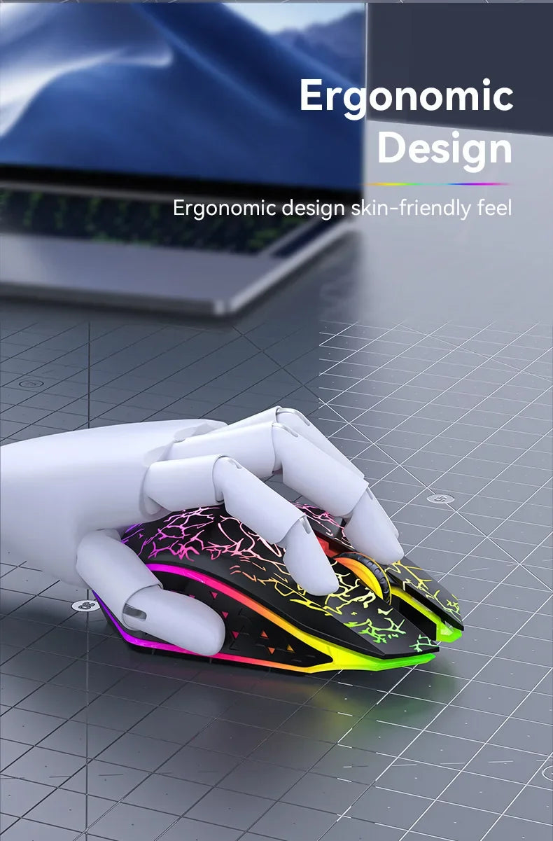 Ratón inalámbrico Bluetooth 5,2 RGB 2,4G, ratón para juegos de modo Dual, ratón silencioso de 6 botones para MacBook, tableta, ordenadores portátiles