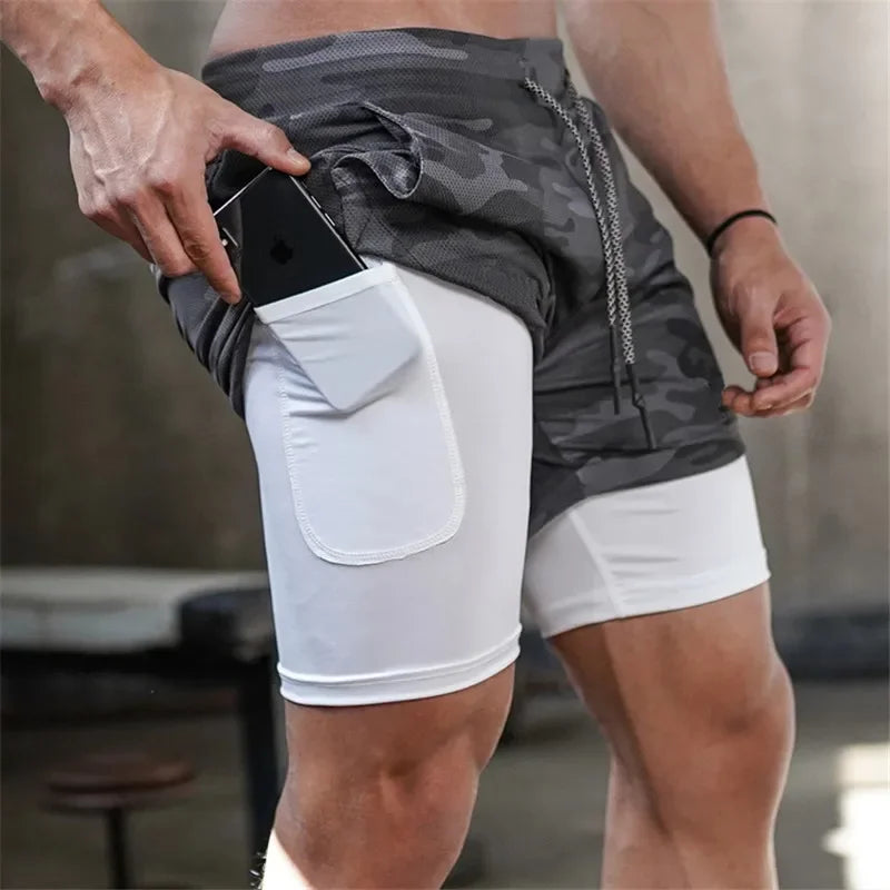 Pantalones Cortos Deportivos Para Correr Para Hombre, 2 En 1, De Doble Cubierta, Con Bolsillos, Para Verano, 2023