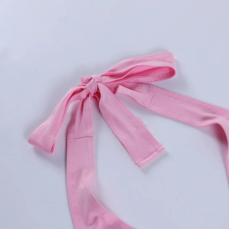 Camiseta sin mangas con cuello en V para mujer, Top Sexy con espalda descubierta, rosa, corsé