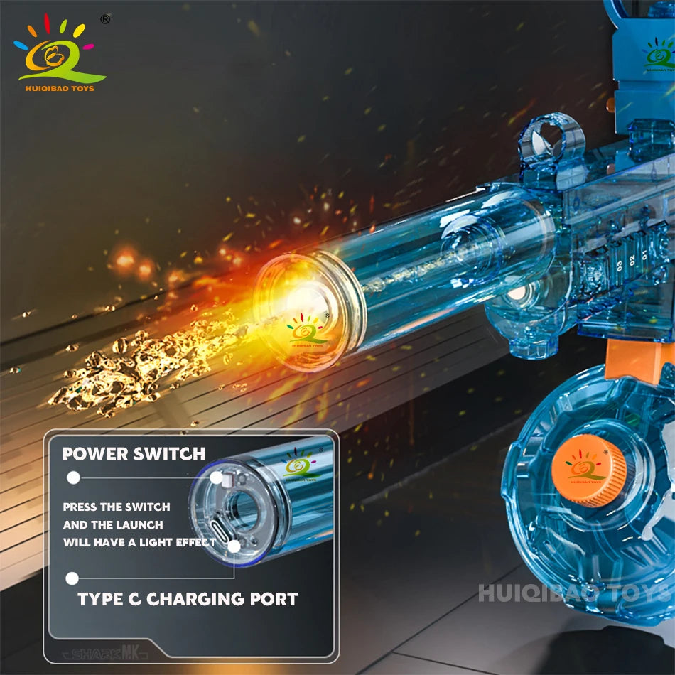 HUIQIBAO-pistola de agua eléctrica automática para niños y adultos, submáquina UMP45, juguete de lucha de verano, playa al aire libre, juguetes de piscina, regalo
