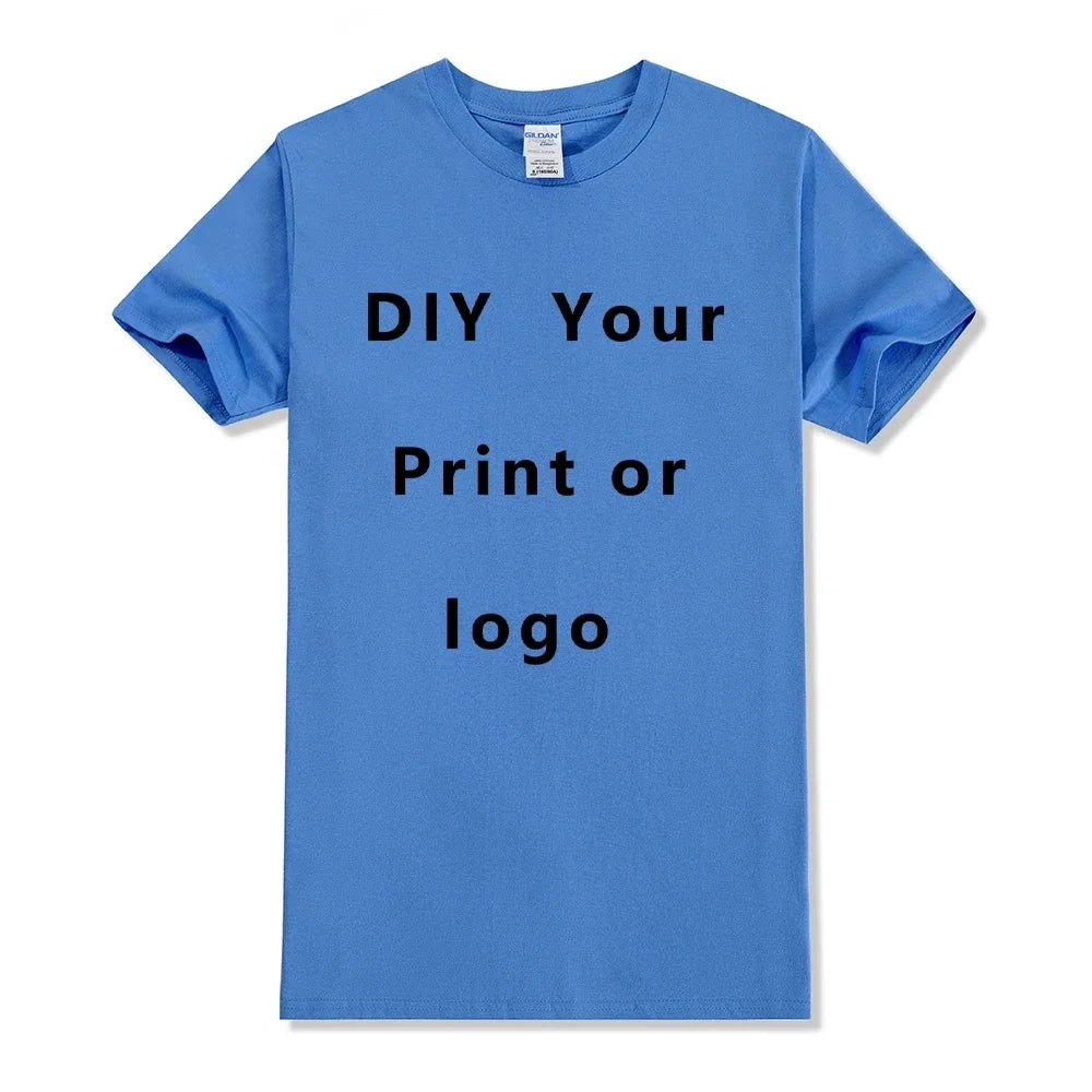 Camisa de manga corta de Color sólido con cuello redondo de algodón puro 100%, libre para agregar su propio diseño, camiseta informal suave, camiseta personalizada