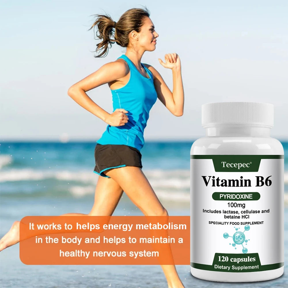 Suplementos de vitamina B6: apoya el sistema inmunológico, el sistema nervioso, el metabolismo energético, el estado de ánimo saludable