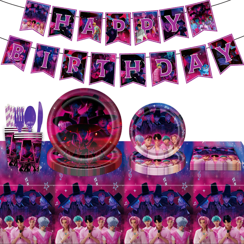 Kpop Demon Hunters niñas Huntrix Saja niños decoración de fiesta de cumpleaños para accesorios joyería Rumi Zoey Jinu Mira Fans HUNTERS regalos