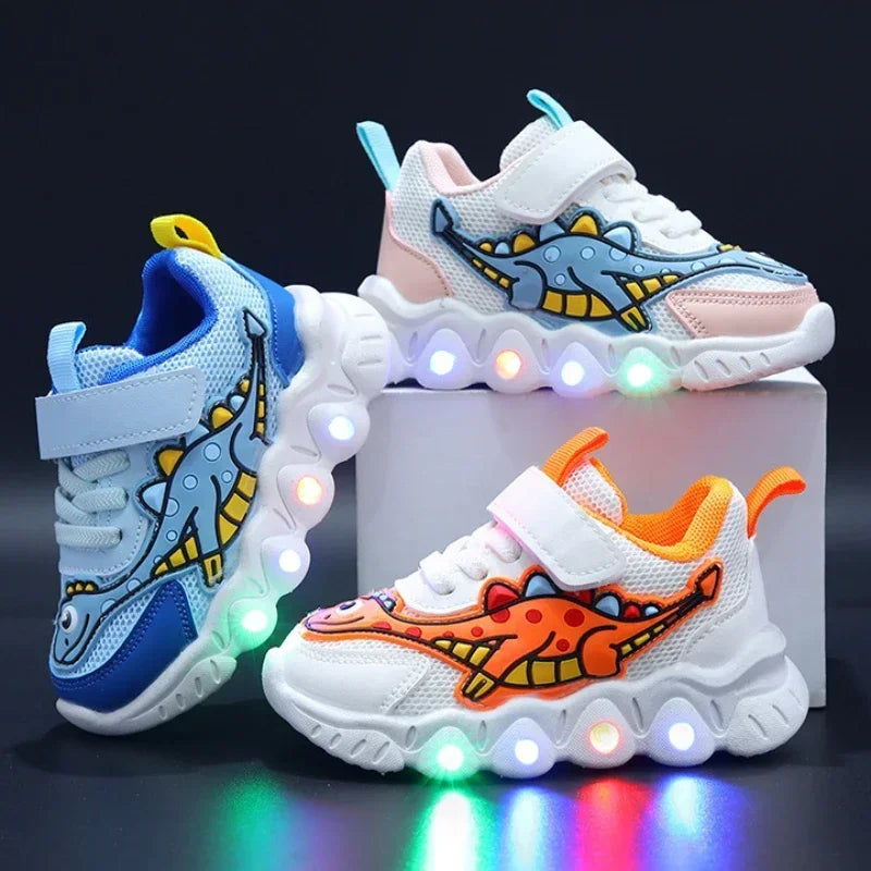 Zapatillas LED informales con bonitos dibujos para niños, zapatos para niñas, zapatos de iluminación transpirables de malla, zapato iluminado para bebés