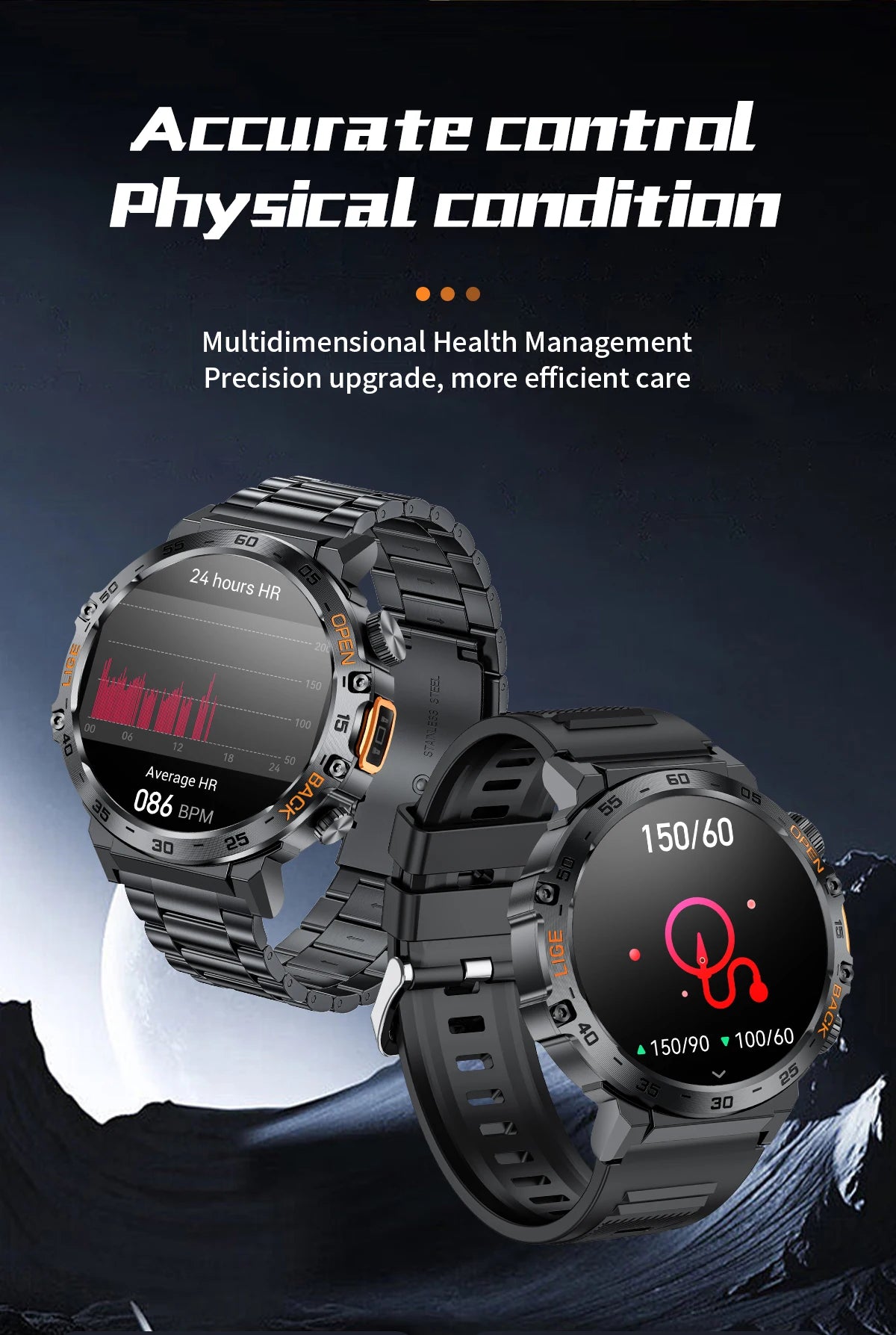 LIGE 2024 reloj inteligente para hombres 360*360 pantalla AMOLED HD relojes deportivos impermeables para Fitness linterna nueva reloj inteligente para hombres para Andrio IOS