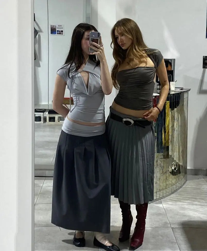 Camisetas sexis con cordones lisos para mujer, camisetas sin mangas con espalda descubierta y cuello Halter elegante, Top corto elástico Y2K para chica joven