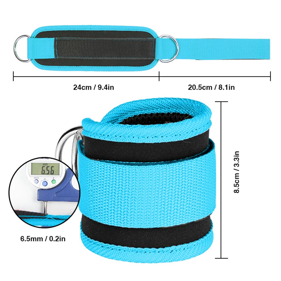 Correas de tobillo ajustables para fitness con anillo en D, soporte para entrenamientos de fuerza de piernas en gimnasio, polea con hebilla, protector deportivo de seguridad para abductores.