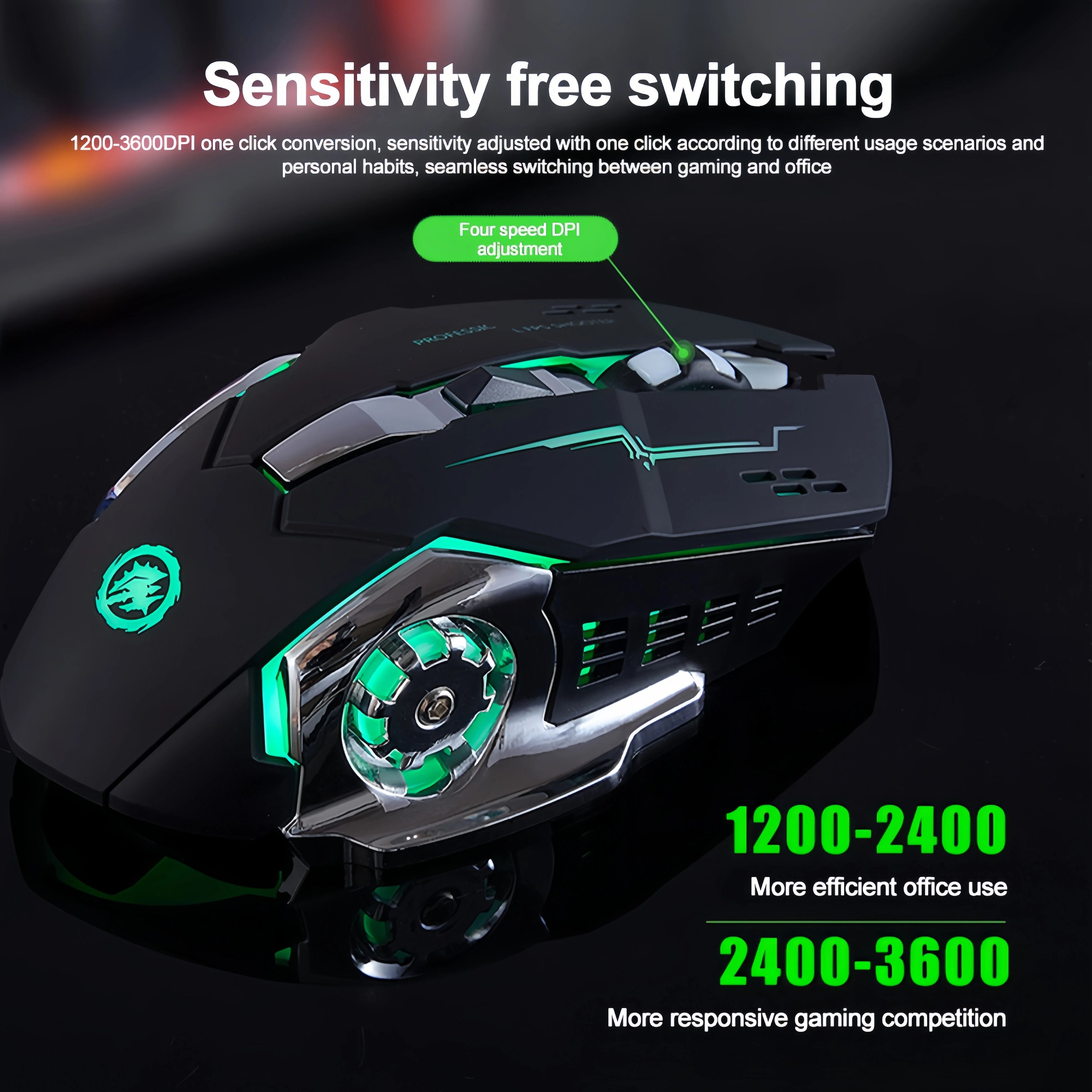 Ratón RGB de modo Dual Bluetooth 5,2, ratón inalámbrico de 2,4G para juegos, ratón silencioso recargable, ratón de 3600 DPI para ordenador portátil