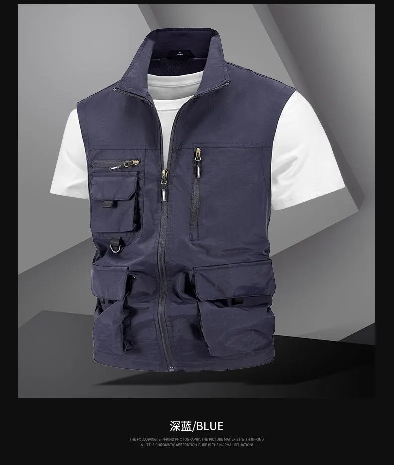 Chaqueta de caza para acampar, chaleco de trabajo para hombre, cortavientos táctico, talla grande, Golf, sin mangas, pesca, abrigo impermeable, chaleco de verano