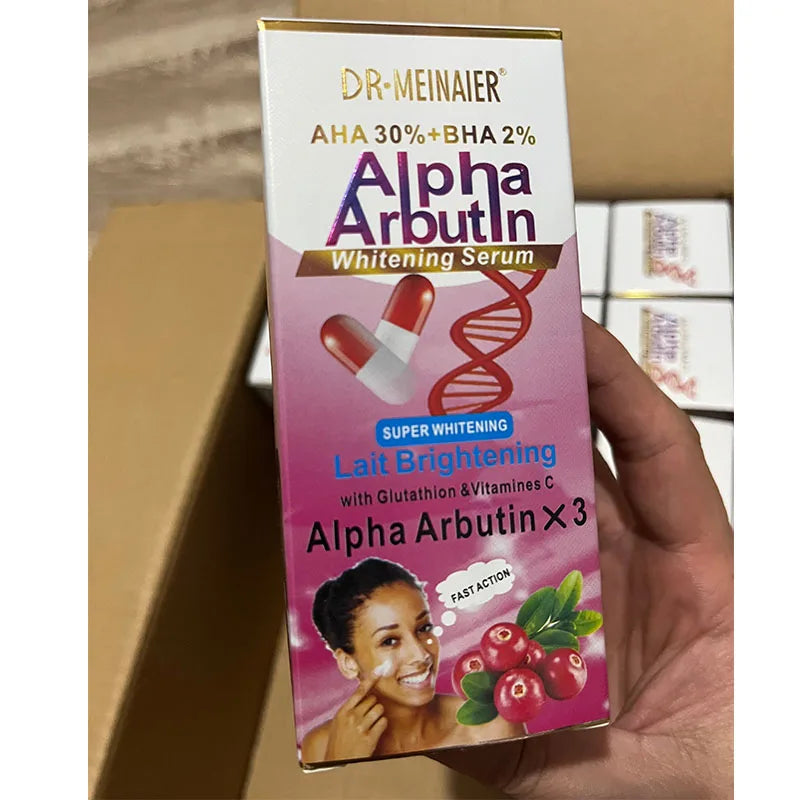 120ml SUPER AHA 30%+BHA2% Alpha Arbutin X 3 Suero facial Iluminador de leche con glutatión y vitamina C Crema