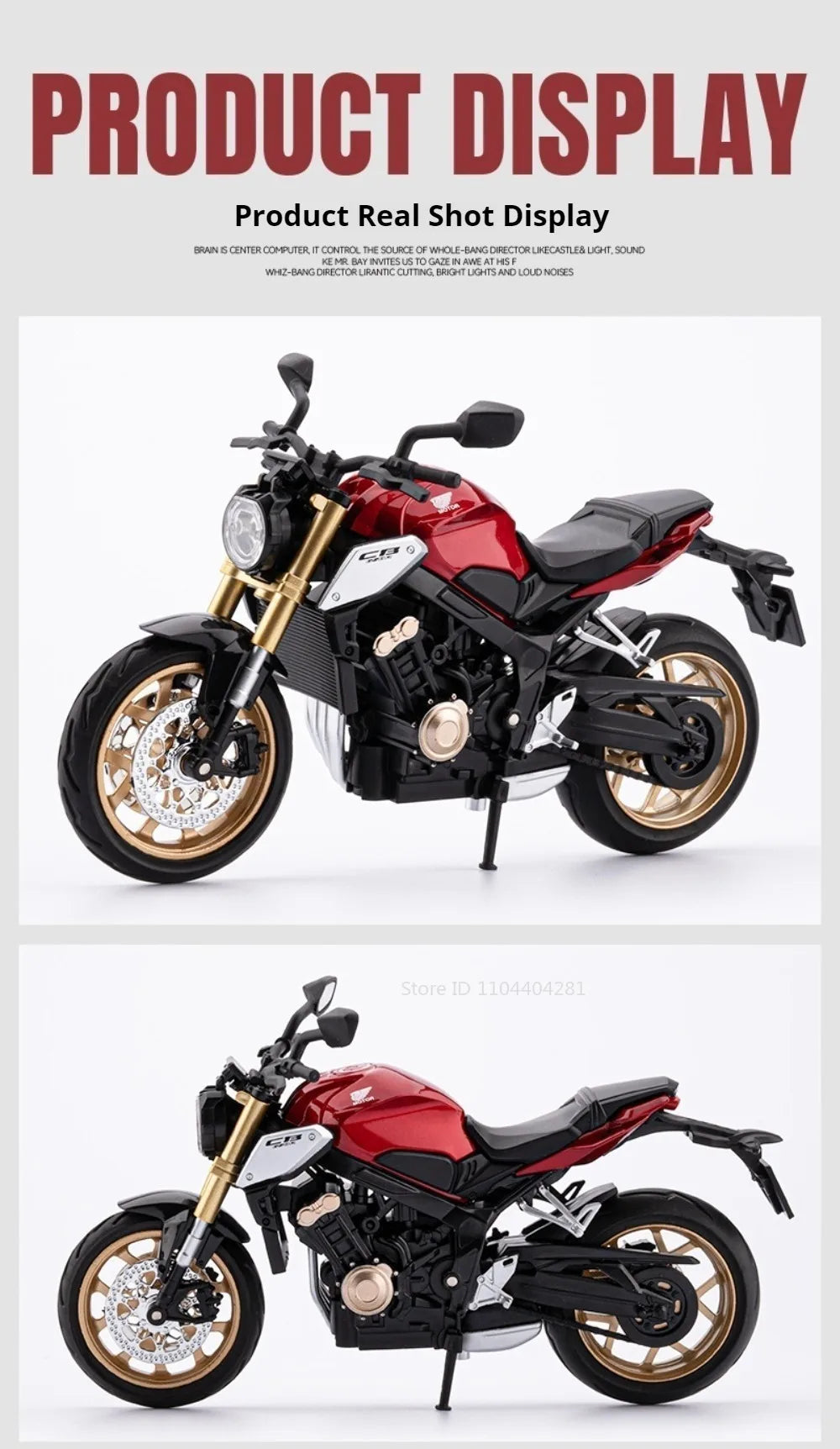 1:12 Honda CB650 CB400F juguetes de coches de aleación fundida modelos dirección de la rueda delantera de la motocicleta con vehículos ligeros de sonido coleccionar adornos