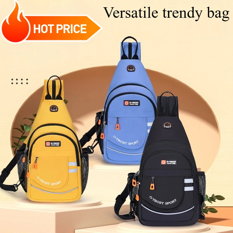 Tourist leisure chest bag, multifunctional large capacity shoulder bag, outdoor trendy crossbody bag