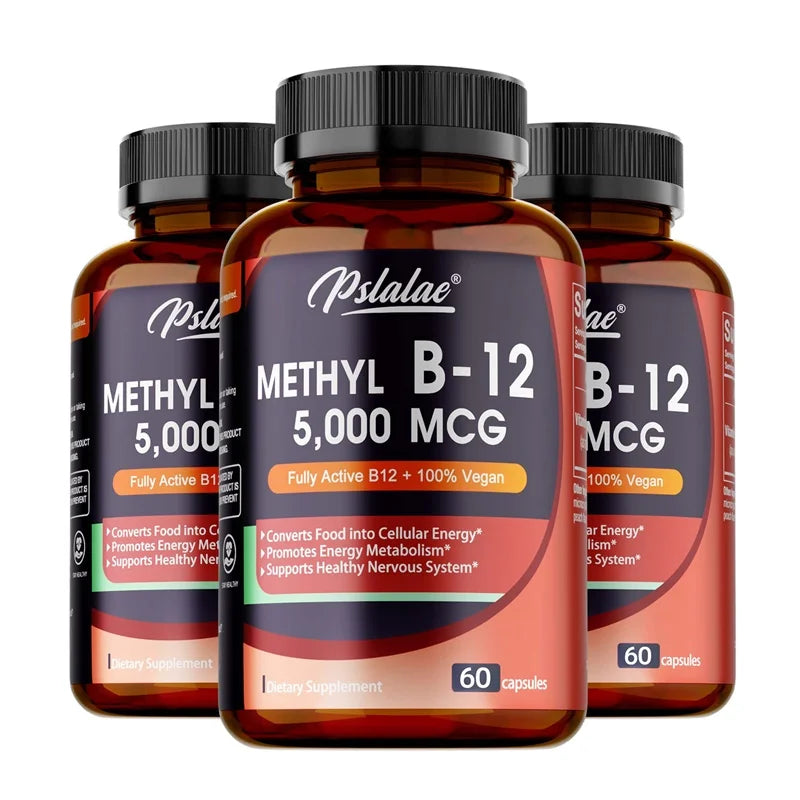 Vitamina B12 - Suplemento MCG 5000 -Benemó la función cerebral y corazón, admite memoria, aprendizaje, ayuda a aumentar la energía natural