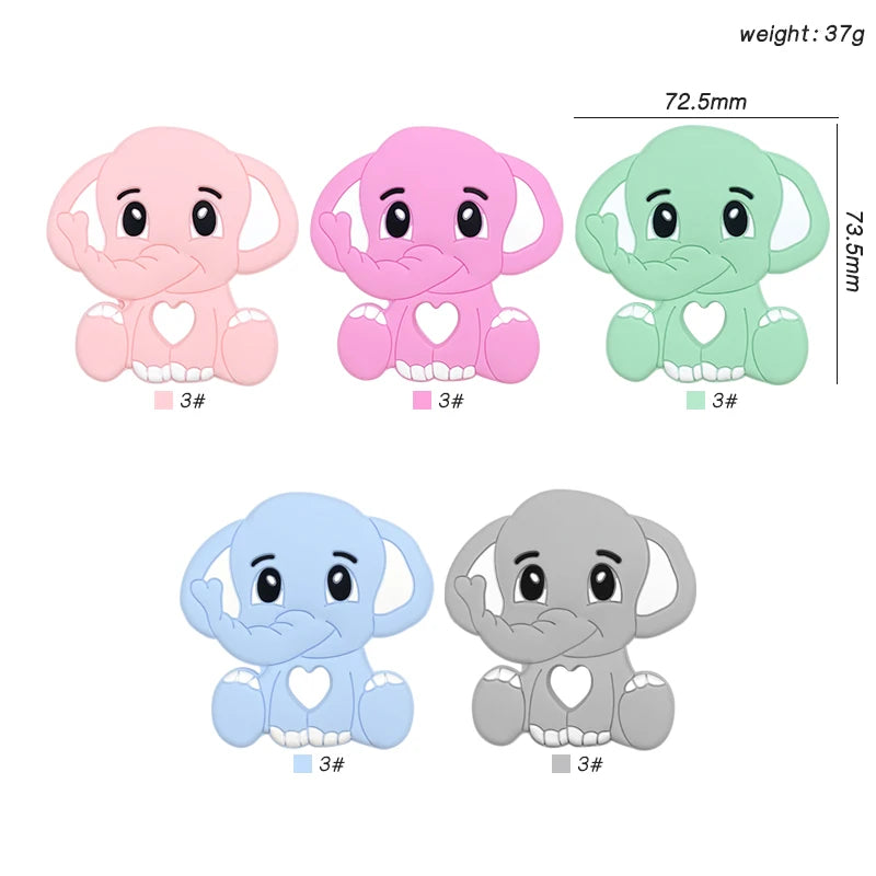 1pca-mordedor de silicona con forma de elefante para bebé, cuentas para roedores, juguetes para la dentición, productos masticables con forma de Animal para bebé, regalo de lactancia