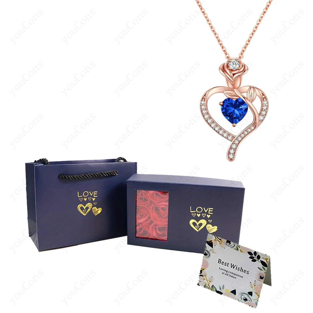 Collares con Colgante de Piedra Natalicia en Forma de Corazón con Caja de Regalo de Rosas para Mujer, Madre, Novia, San Valentín, Navidad, Cumpleaños, Nueva Joyería 2026