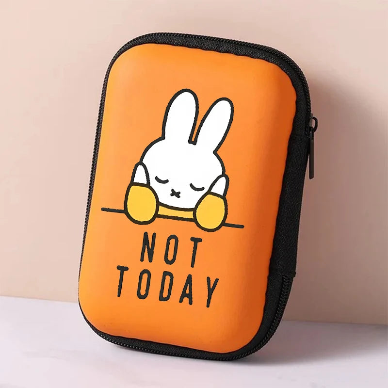 Caja de Almacenamiento para Cables de Carga con Diseño de Conejito Miffy, Organizador de Cables de Datos y Auriculares de Viaje, Estuche para Monedas y Llaves para Mujer