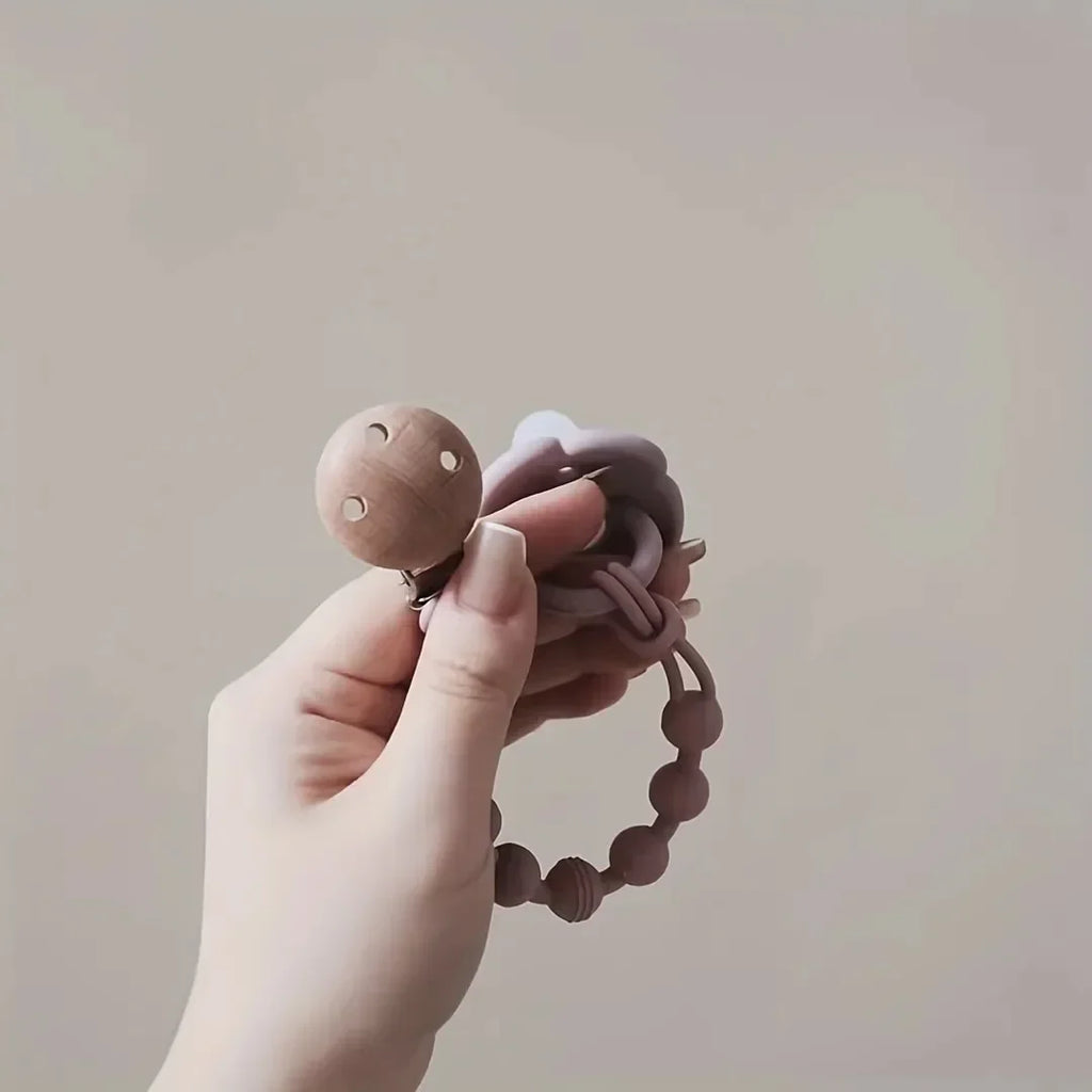 Clips para Chupetes de Bebé, Cadena de Silicona Integrada para Chupetes, Mordedor, Juguetes para la Dentición, Clip para Chupetes, Cadena con Clip, Regalo para Bebé