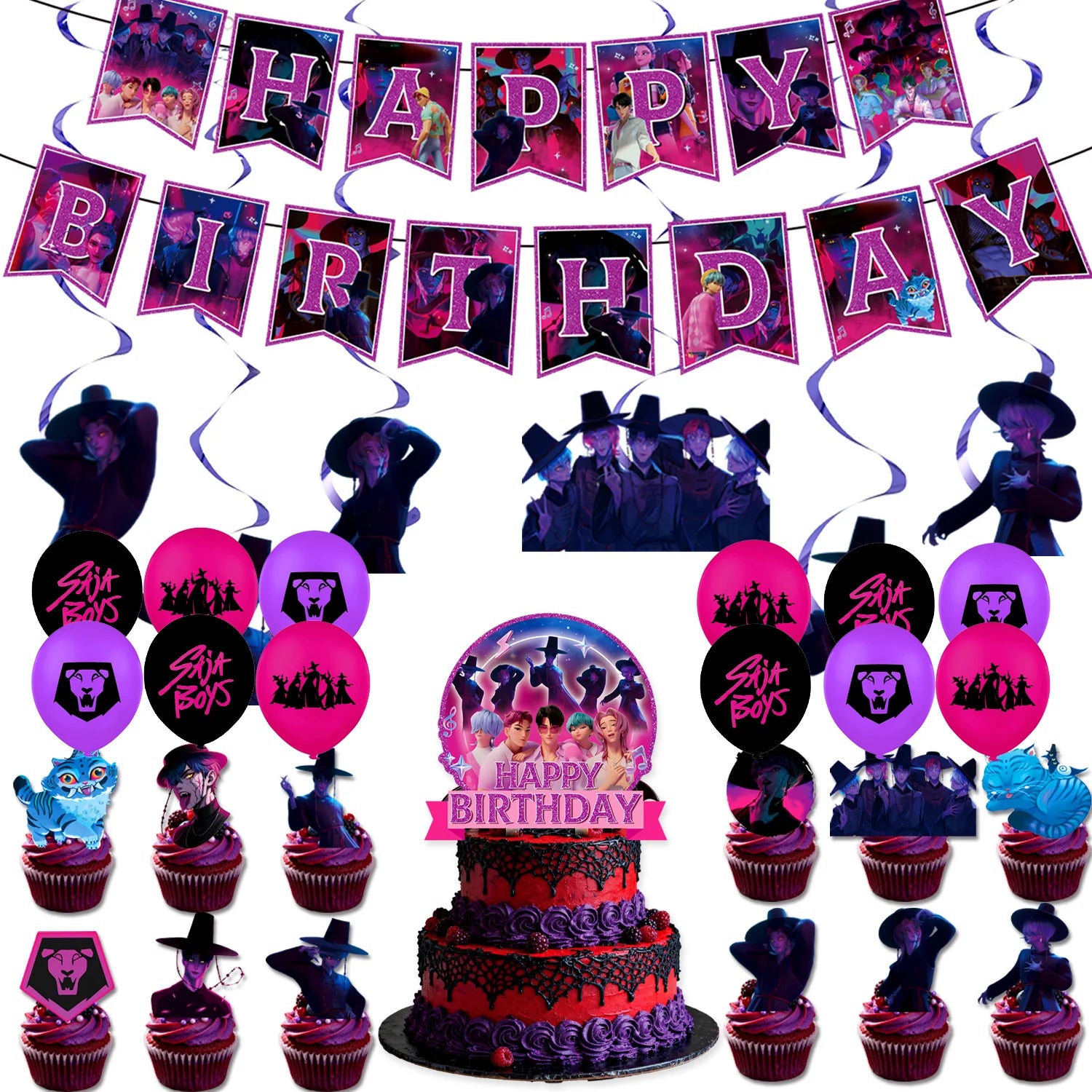 Kpop Demon Hunters niñas Huntrix Saja niños decoración de fiesta de cumpleaños para accesorios joyería Rumi Zoey Jinu Mira Fans HUNTERS regalos