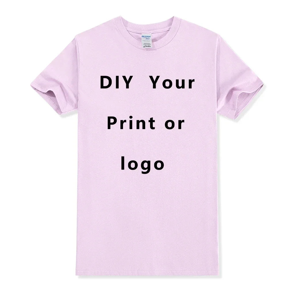 Camisa de manga corta de Color sólido con cuello redondo de algodón puro 100%, libre para agregar su propio diseño, camiseta informal suave, camiseta personalizada