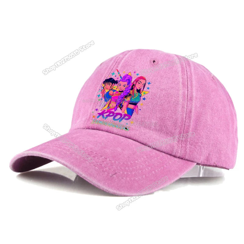 Gorras de Béisbol Retro Lavadas KPop Demon Hunters para Mujer y Niña, Gorras Snapback, Sombreros para el Sol, Gorra con Visera para Viajes al Aire Libre, Gorra Hip Hop Dad Hat