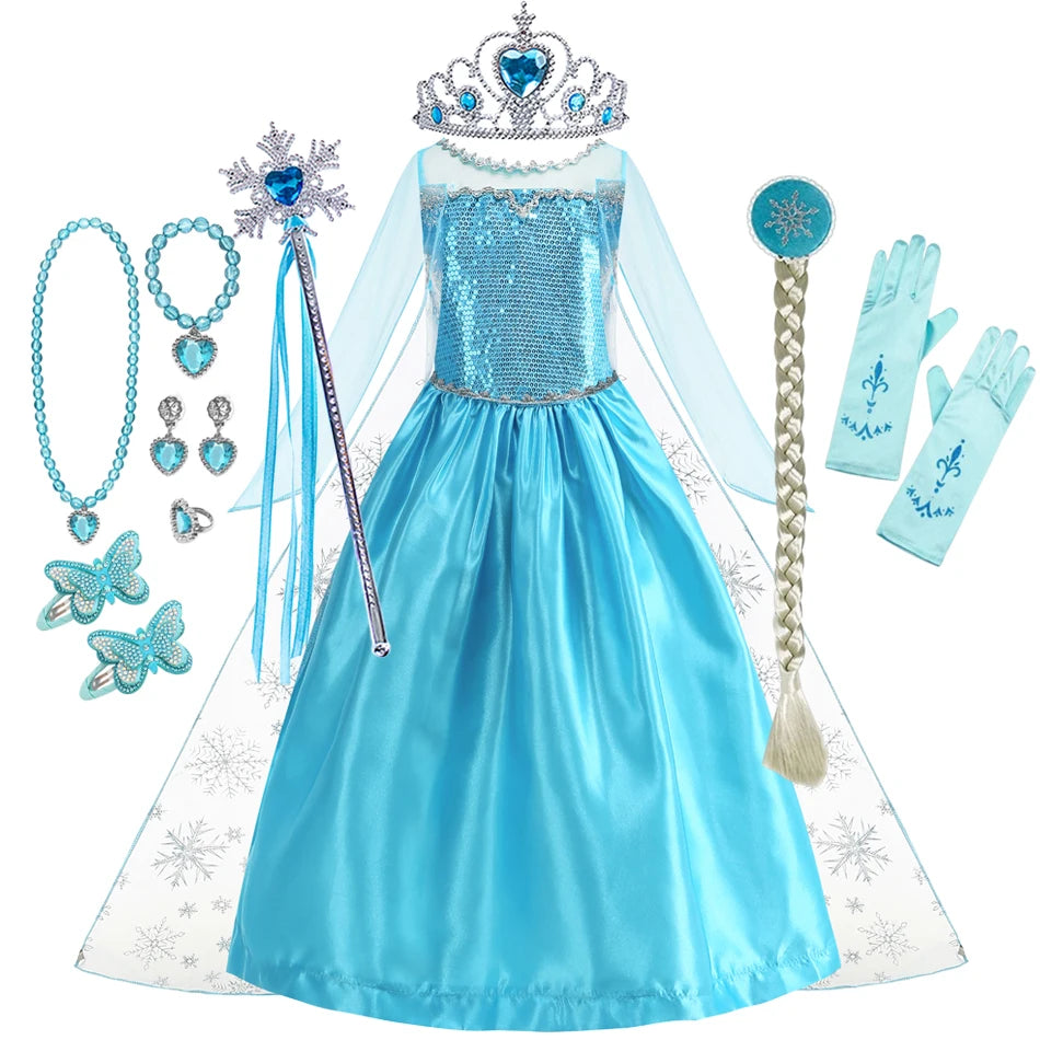 Vestido de Elsa Frozen 2026 para Niña, Disfraz de Princesa para Halloween, Fiesta de Disfraces, Disfraz de Reina de las Nieves para Niños, Vestido Infantil