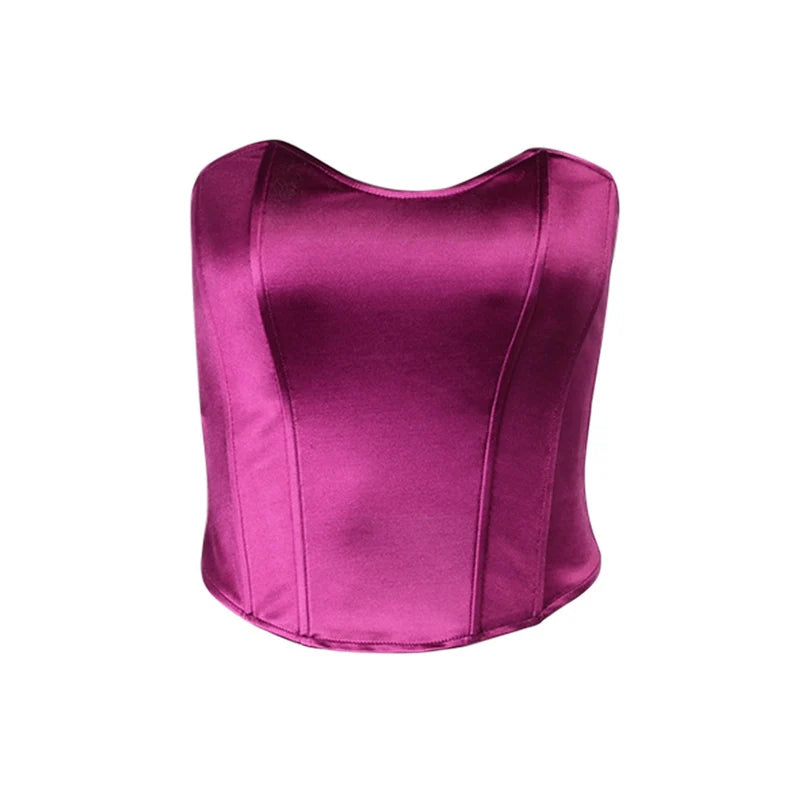Tops de tubo sexis para mujer, Top liso sin mangas ajustado con corsé recortado, chaleco informal elegante sin tirantes para mujer 2024