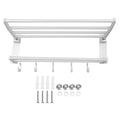 Estante de ducha de 40cm, toallero de baño plegable de aluminio con 5 ganchos, estante de almacenamiento de accesorios de baño plateado, organizador de toallas