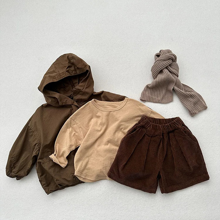 2025 otoño nuevos pantalones cortos de pana Vintage para niños pantalones cortos sueltos para niñas pantalones cortos sólidos para bebés pantalones cortos casuales para niños ropa para niños
