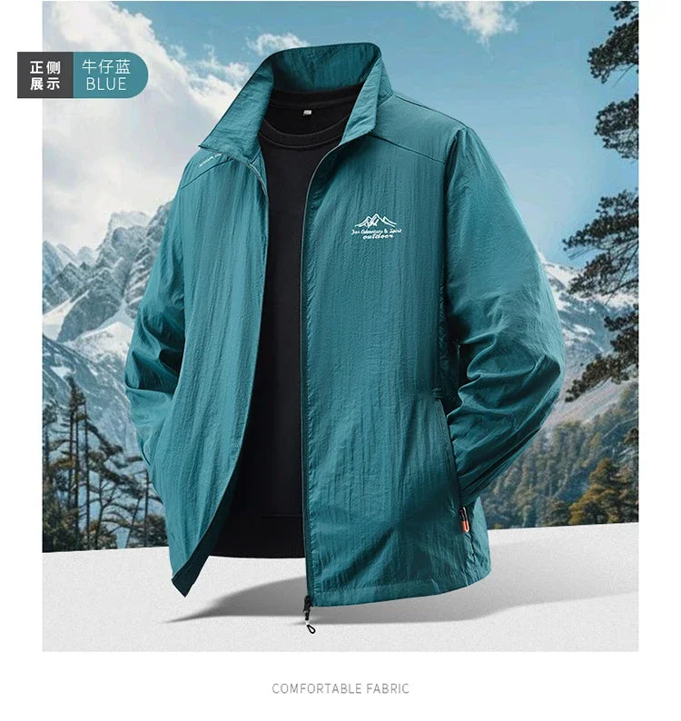 2025 Chaqueta de protección solar de verano para hombre, ultraligera, fina, agradable a la piel, transpirable, a prueba de rayos UV, abrigo protector solar de seda helada para pesca