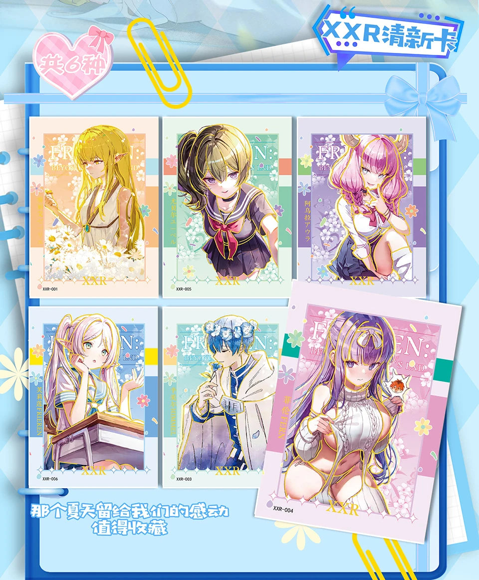 Frieren: Tarjeta de colección de Anime Beyond Journey's End, hermosa y exquisita tarjetas de personajes de raíz de billete láser, juguetes de mesa familiares