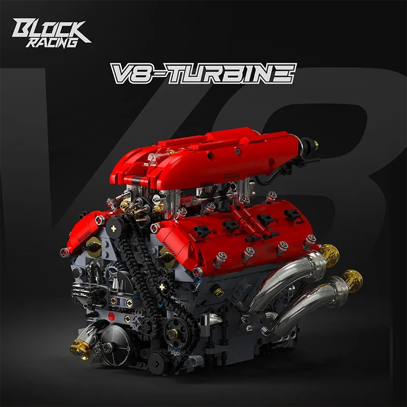 Modelo de motor técnico V8, juego de bloques de construcción con Motor eléctrico, ensamblaje MOC, ladrillos, juguete para niños, regalos de cumpleaños y Navidad, 1370 Uds.