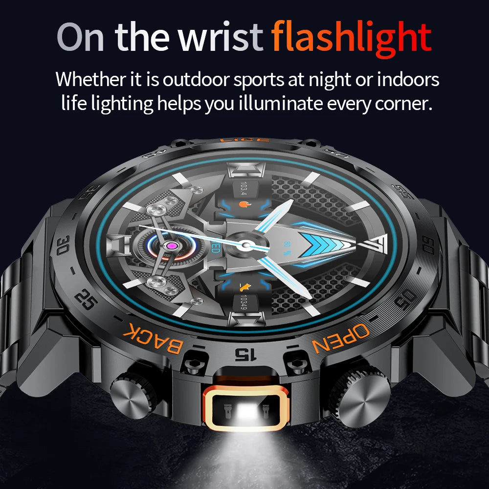 LIGE 2024 reloj inteligente para hombres 360*360 pantalla AMOLED HD relojes deportivos impermeables para Fitness linterna nueva reloj inteligente para hombres para Andrio IOS