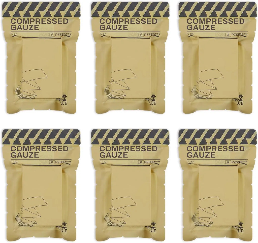 Gasa Comprimida RHINO RESCUE, Plegado en Z, Algodón, Alta Absorbencia, Envasado al Vacío, Kit IFAK, Seguridad para Senderismo y Camping al Aire Libre