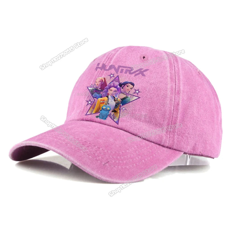 Gorras de Béisbol Retro Lavadas KPop Demon Hunters para Mujer y Niña, Gorras Snapback, Sombreros para el Sol, Gorra con Visera para Viajes al Aire Libre, Gorra Hip Hop Dad Hat