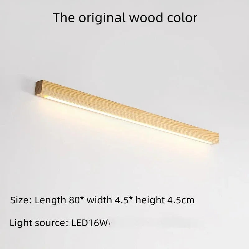 Lámpara de Pared de Listones de Madera Estilo Japonés Wabi-Sabi, Diseño Minimalista de Tira Larga para Sala de Estar, Dormitorio, Pasillo, Decoración del Hogar