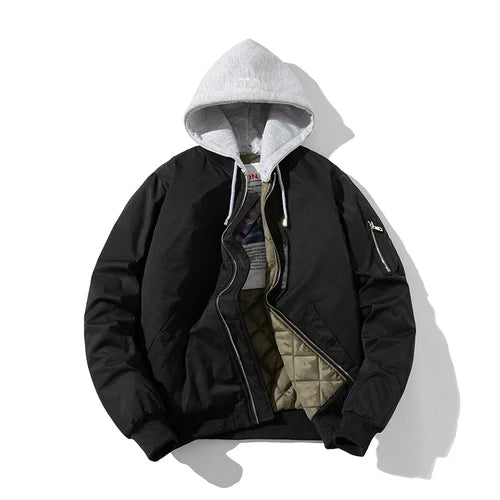 Chaqueta Bomber para hombre y mujer, chaqueta de piloto lisa de otoño e invierno, abrigo de béisbol con capucha Vintage a la moda, cortavientos informal, rojo, rosa, Borgoña