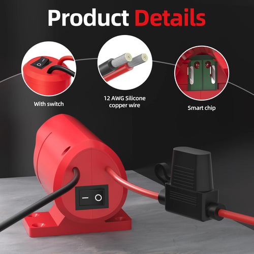 Adaptador de batería de 12V para adaptador Mil.waukee con interruptor, ruedas eléctricas, adaptador de batería, cable de calibre 12, para camiones RC DIY, robótica de juguete