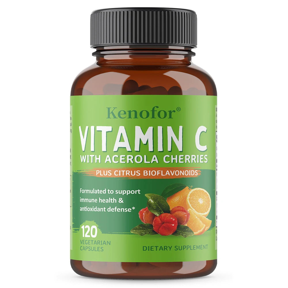 Comida integral vegana vitamina C, dos ingredientes (polvo y cítricos de cereza de acerola entera orgánica), soporte inmunológico, sin OGM