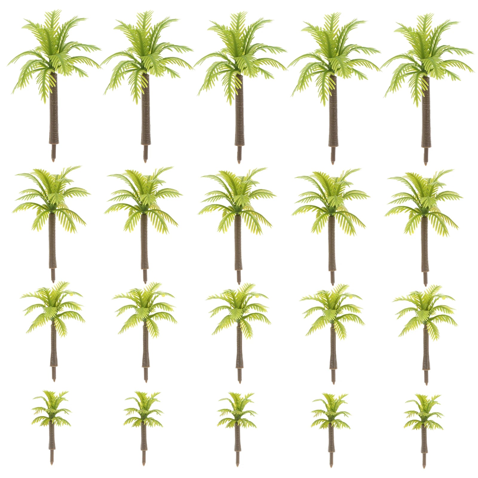 20 piezas Mini árboles modelo de palma de coco 3/4, 5/5,5/7cm plástico Artificial selva Diorama edificio ferrocarril DIY Micro juguetes de diseño