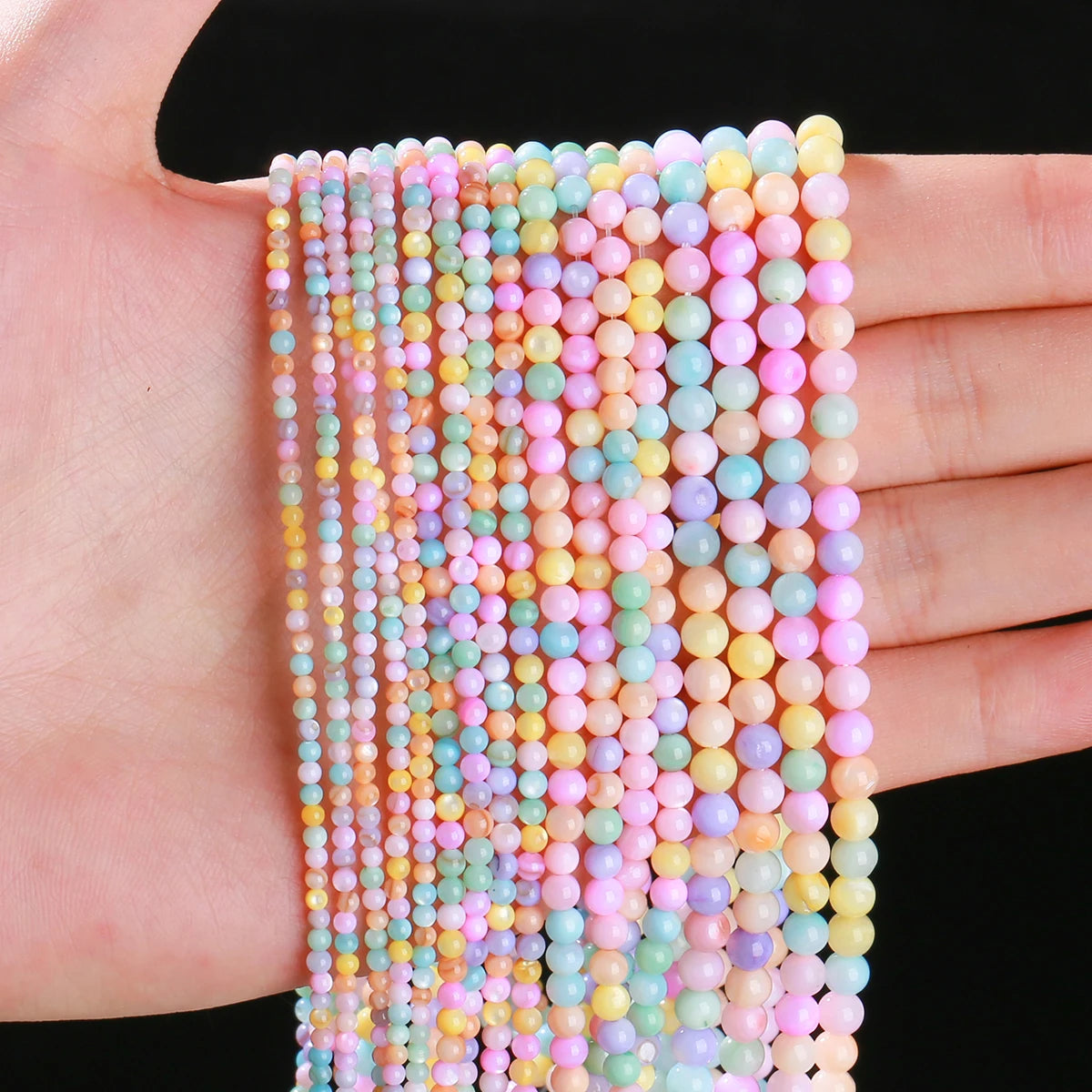 Cuentas de concha de nácar blanco Natural de 2, 3 y 4mm, cuentas redondas espaciadoras sueltas, cuentas pequeñas para fabricación de joyería, accesorio para collar y pulsera DIY