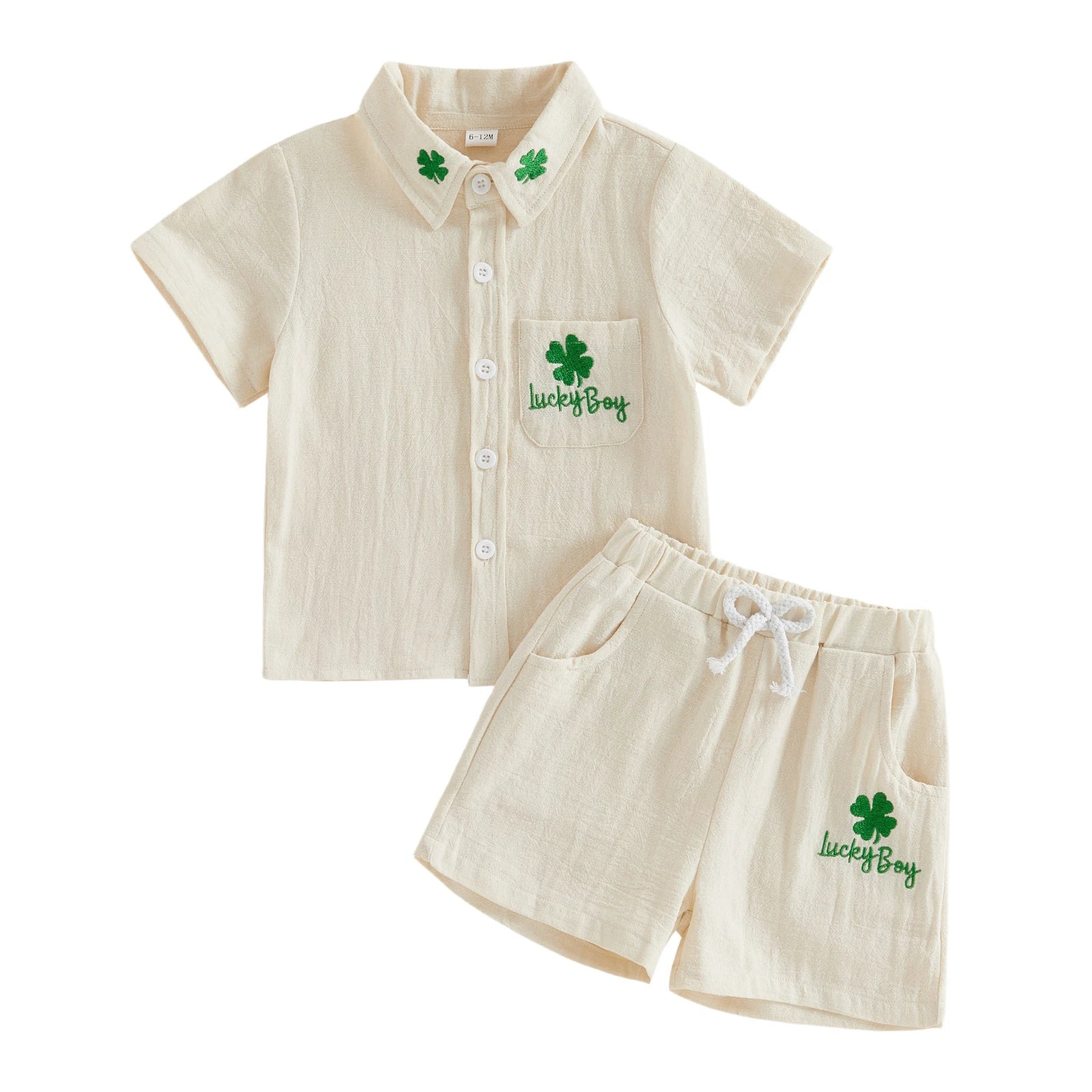 Conjunto de pantalones cortos para niños, camisa de manga corta con letras bordadas y pantalones cortos, traje de verano para vacaciones