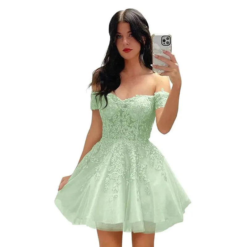 Vestido de Fiesta Corto para Mujer, Elegante, 2025, Encaje Negro, Ajustado, Vestido de Noche, Talla Grande, Quinceañera