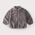 Abrigo de felpa de Color sólido para niños, chaqueta informal cálida para otoño e invierno, abrigo para niños, ropa para niños, prendas de vestir exteriores para niños pequeños
