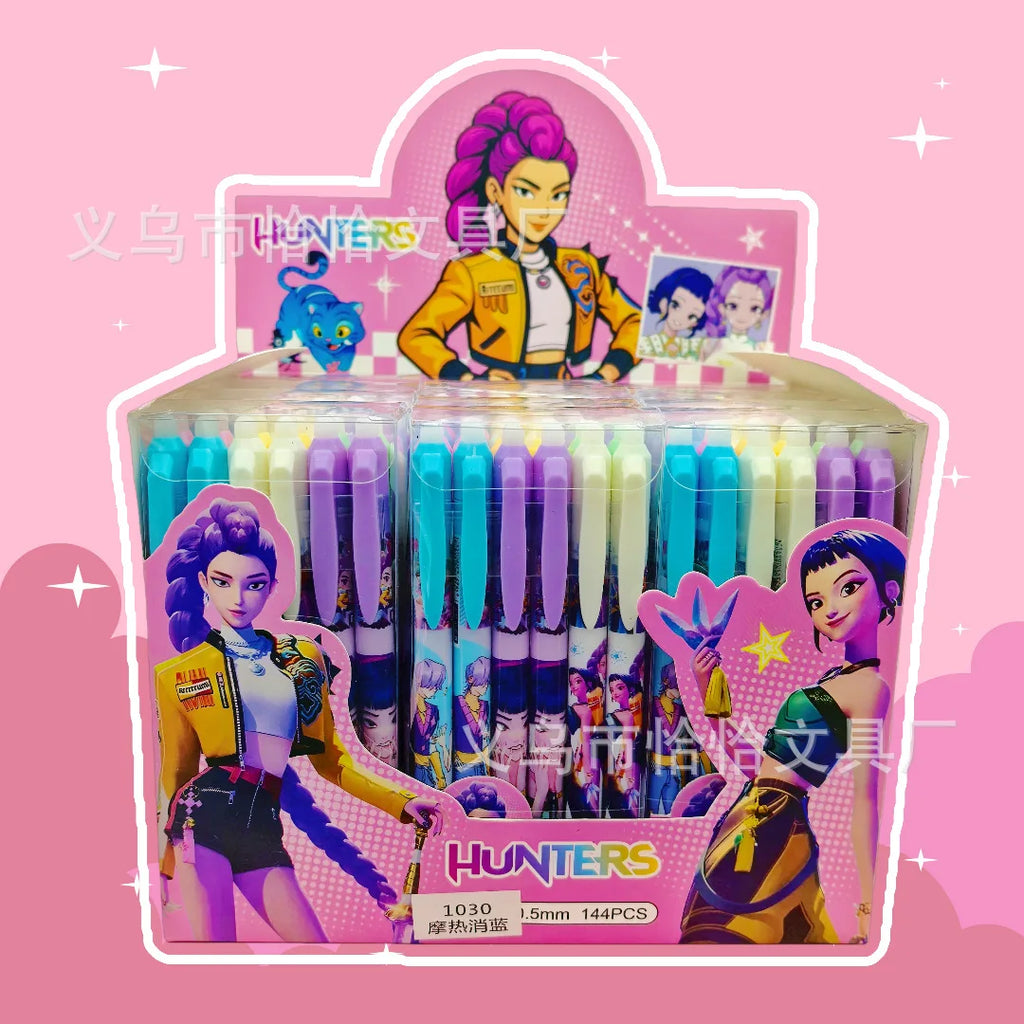 Bolígrafos Borrables Kpop Demon Hunter, Bolígrafos de Gel Kawaii Rumi Mira Zoey para Niños, Estudiantes, Material Escolar, Oficina, Escritura, Regalo de Cumpleaños