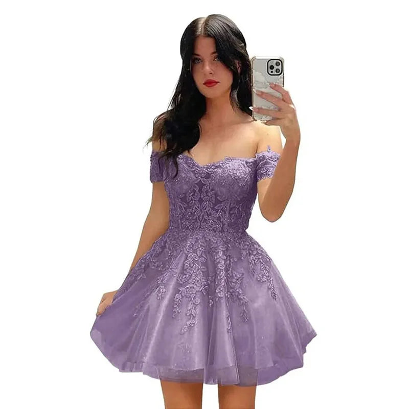Vestido de Fiesta Corto para Mujer, Elegante, 2025, Encaje Negro, Ajustado, Vestido de Noche, Talla Grande, Quinceañera