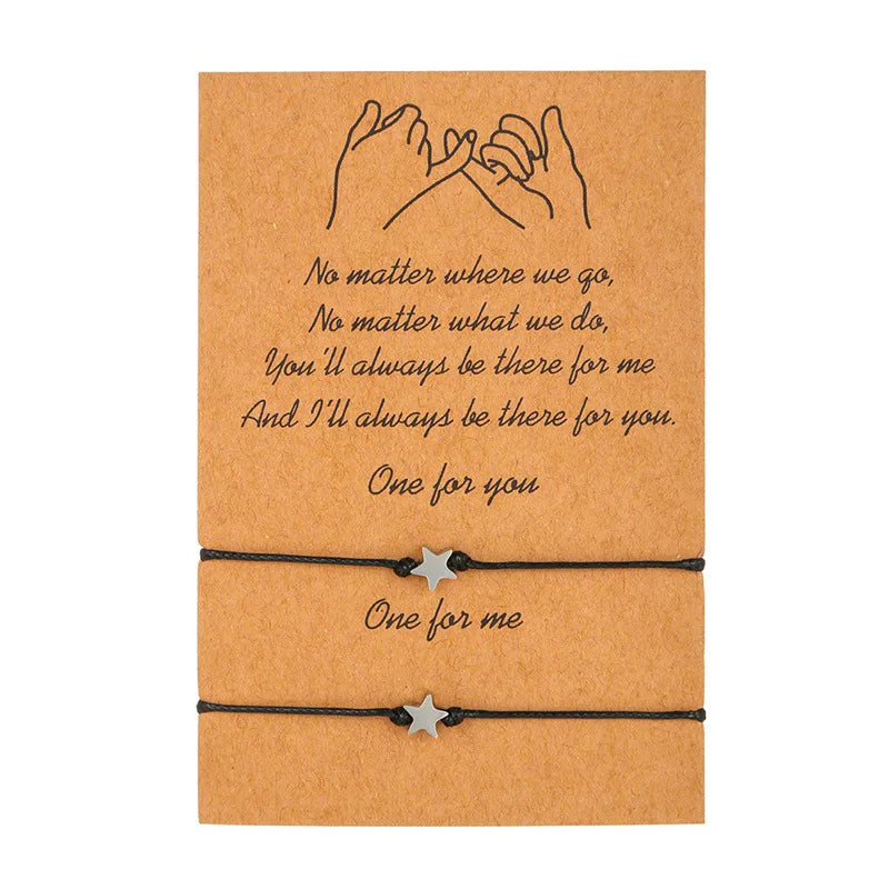 Pulsera de pareja para mujer, cadena de cuerda trenzada hecha a mano, corazón de madre e hija, pulseras con dijes, regalo de joyería de hermana de la amistad de la suerte