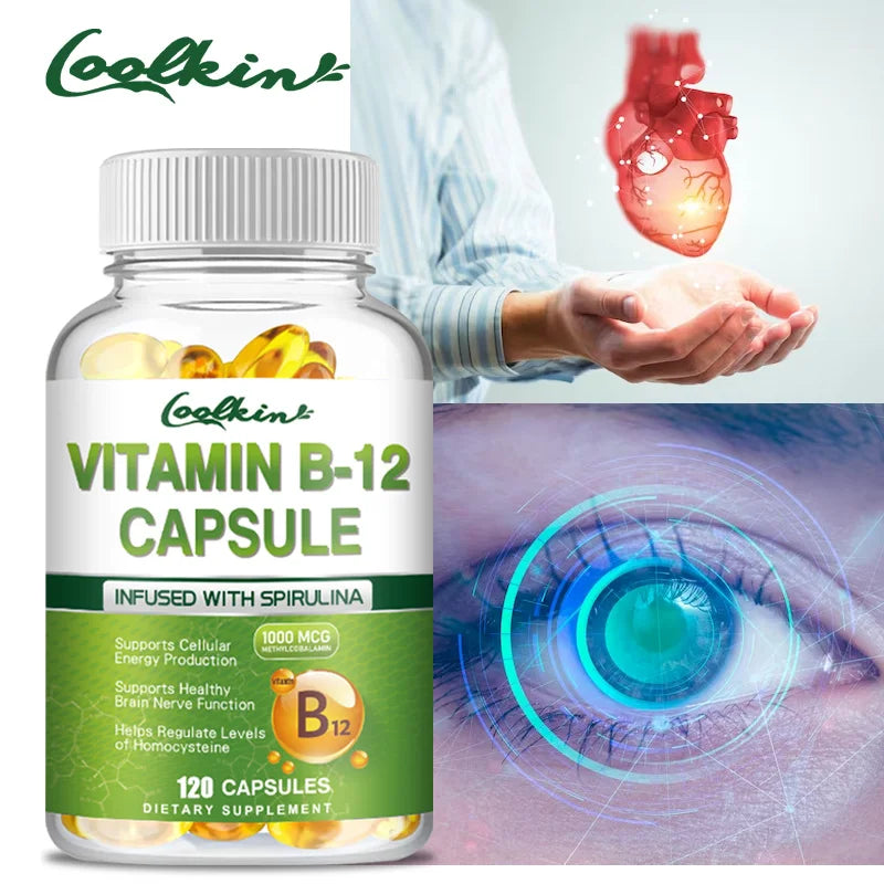 Cápsulas de vitamina B12: apoya el metabolismo energético, el estado de ánimo, el corazón y el apoyo del sistema nervioso