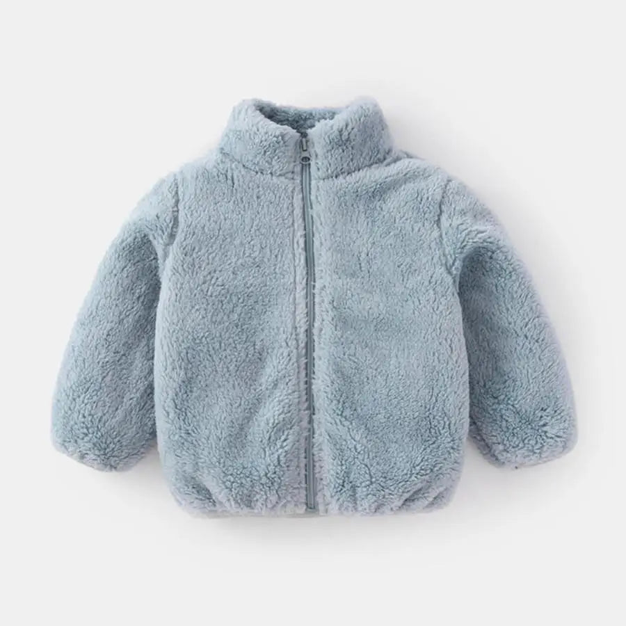Abrigo de felpa de Color sólido para niños, chaqueta informal cálida para otoño e invierno, abrigo para niños, ropa para niños, prendas de vestir exteriores para niños pequeños