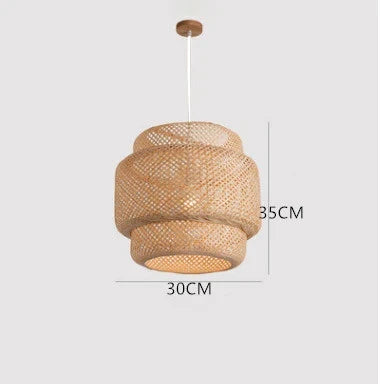 Lámpara colgante moderna de bambú, tejido a mano candelabro artístico, linterna para comedor, dormitorio y comedor, 30cm