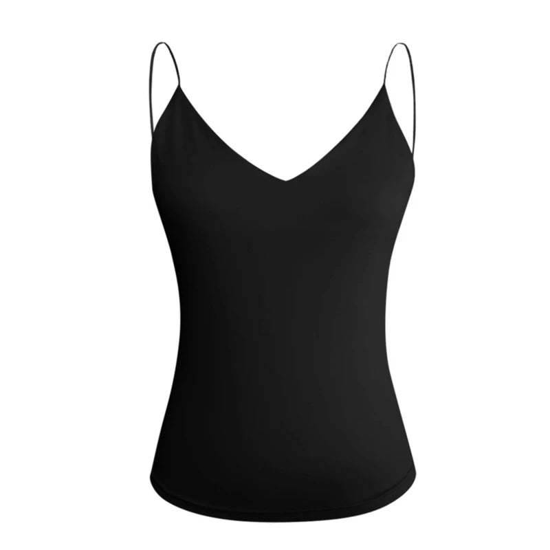 Camiseta sin mangas Sexy de verano para mujer, Tops básicos con tirantes, camisola delgada sin mangas
